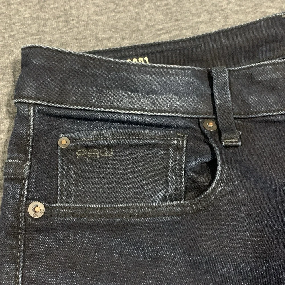 G-STAR Raw 3301 Slim Jeans Mens 32x30 Dark Wash Stretch Faded